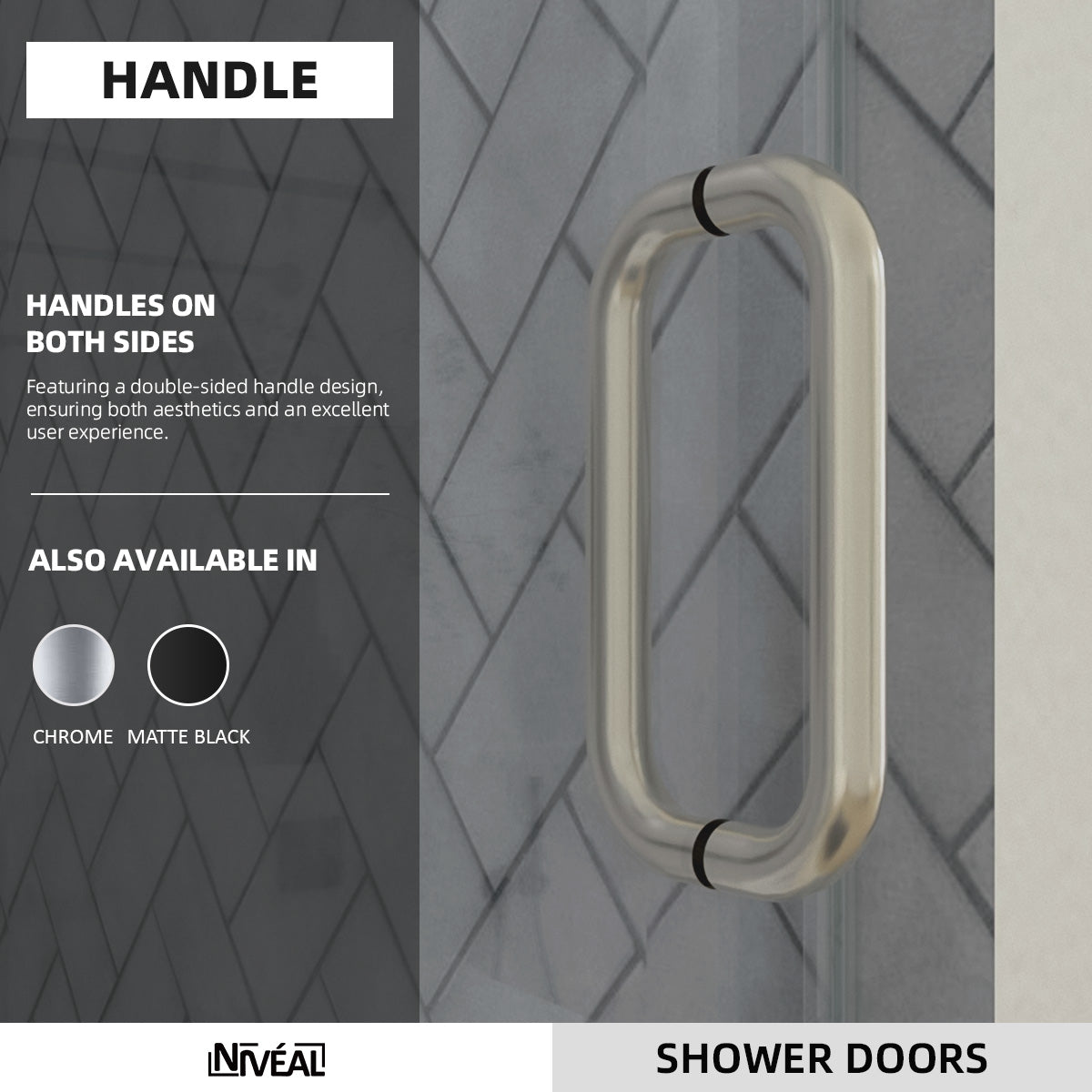 Niveal Luxe 60 in. W x 76 in. H Sliding Semi-Frameless Shower Door with Clear Glass