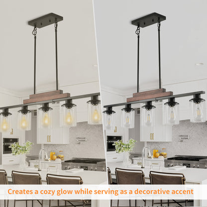 Taimei Aero 37 in. Industrial 5-Light Chandelier with Clear Glass Shades 5_42974bb3-5b34-4186-83e3-cd0112361a95
