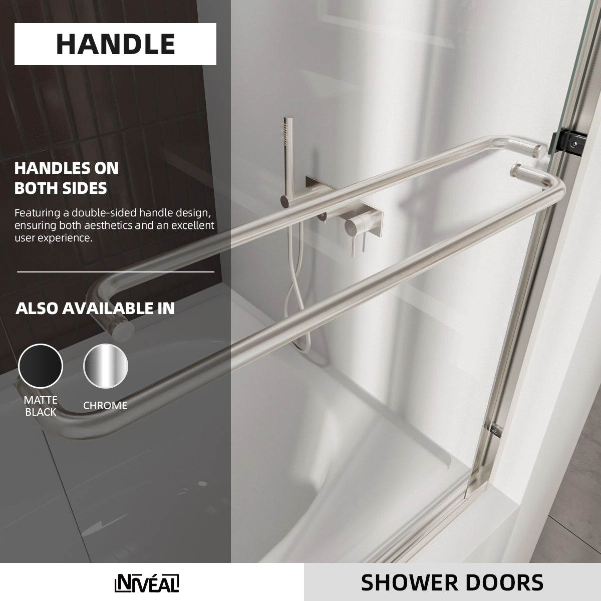 Niveal Victory 56 in. H x 60 in. W Sliding Semi-Frameless Tub Door with Clear Glass 5_4a1f860b-c8f8-4f10-9e39-706984c5792e