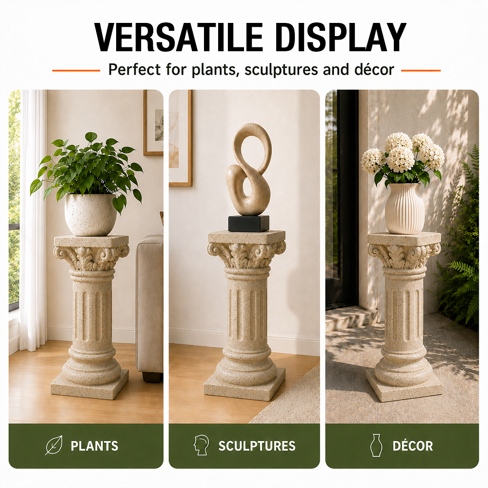 Fern 26.25 in. Tall Sand Magnesium Oxide Pedestal Plant Stand
