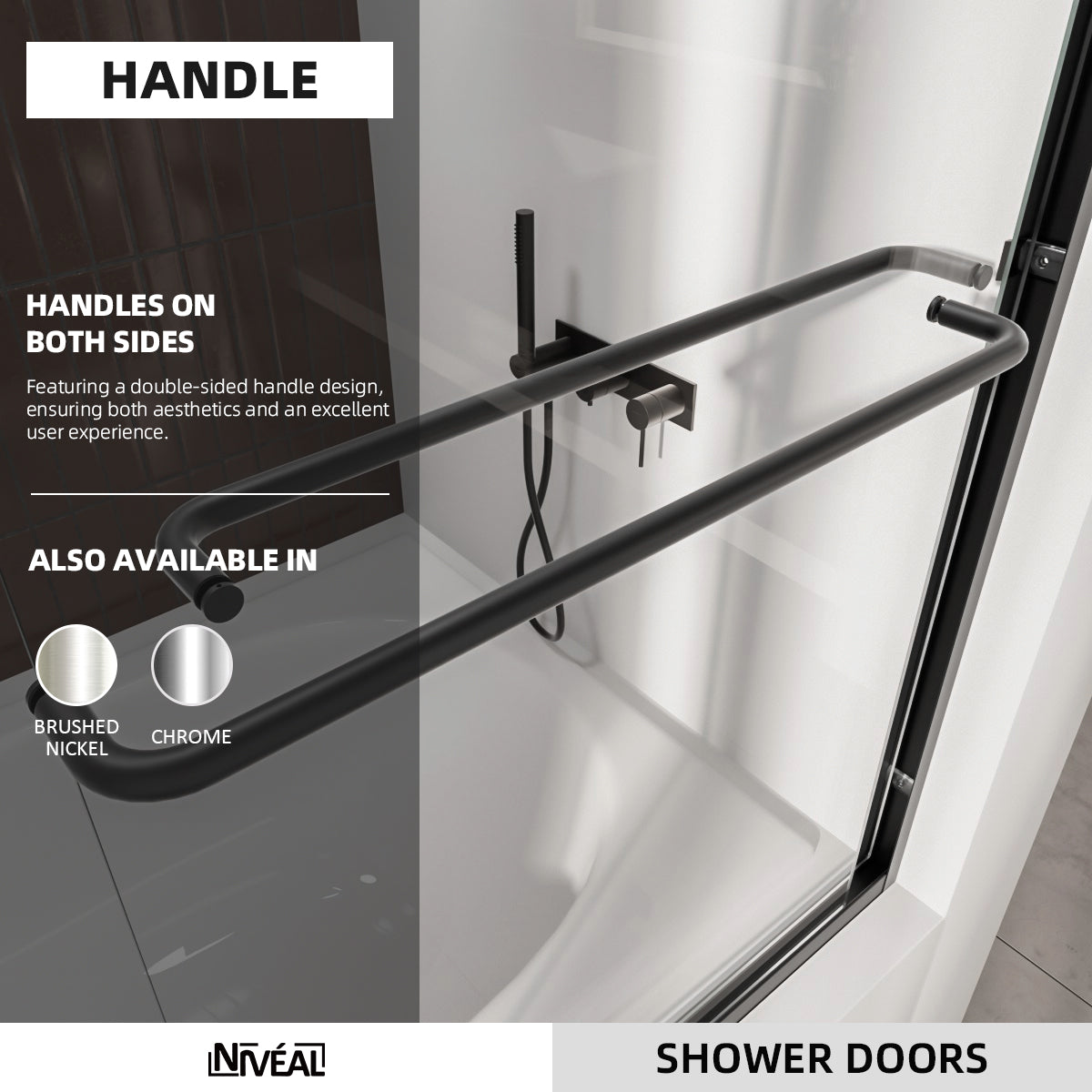 Niveal Victory 56 in. H x 60 in. W Sliding Semi-Frameless Tub Door with Clear Glass 5_4dfb9eb0-8d42-42c6-826f-0a4ff91202f2