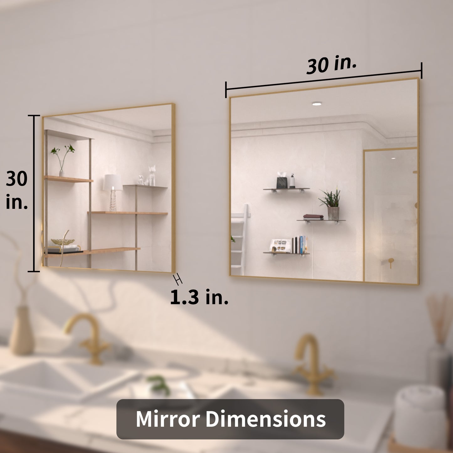 TaiMei 30 in. W x 30 in. H  Rectangular Framed Bathroom Vanity Mirror