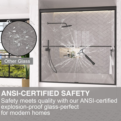 Shine 60 in. W x 56 in. H Semi-Frameless Sliding Tub Door with 1/4 in. Clear Tempered Glass 5_74a2846e-7d61-4114-a49e-e04f58aa0b11
