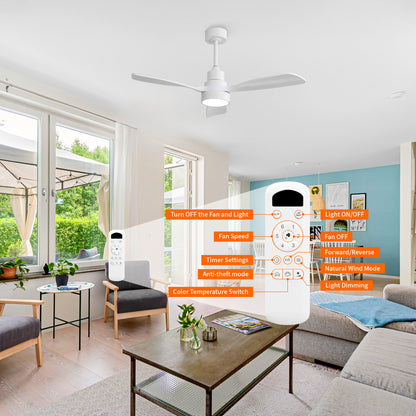 Taimei Auris 48 in. Downrod Standard Ceiling Fan with Integrated LED with Remote Included 3-Reversible Blades