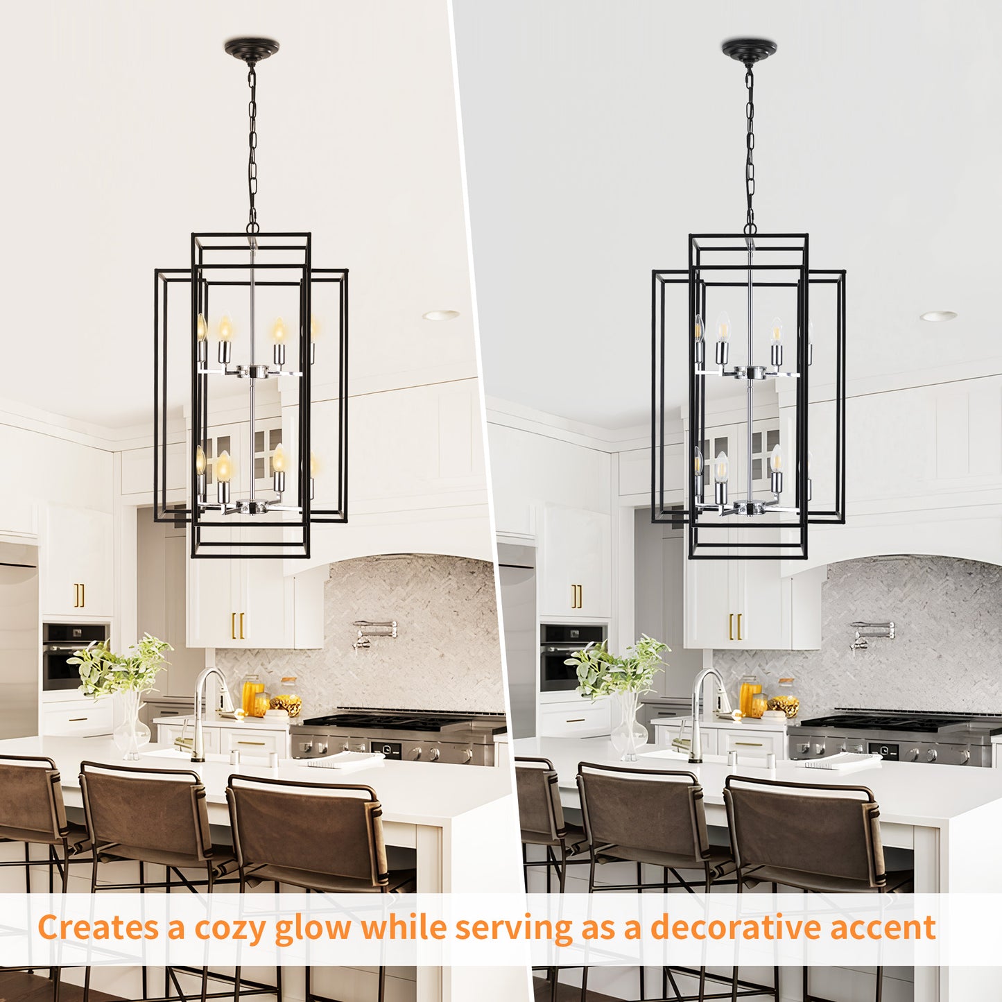 Taimei Astrale 18 in. Modern 8-Light Black Geometric Chandelier