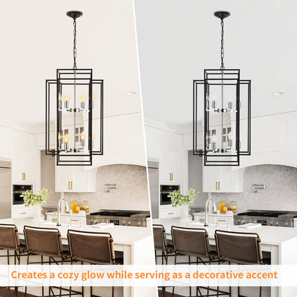 Taimei Astrale 18 in. Modern 8-Light Black Geometric Chandelier