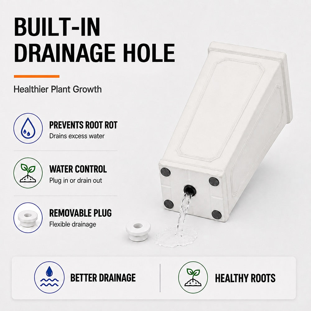 Ellis 16 in. Indoor Outdoor Magnesium Oxide Planter with Drainage Hole Antique White
