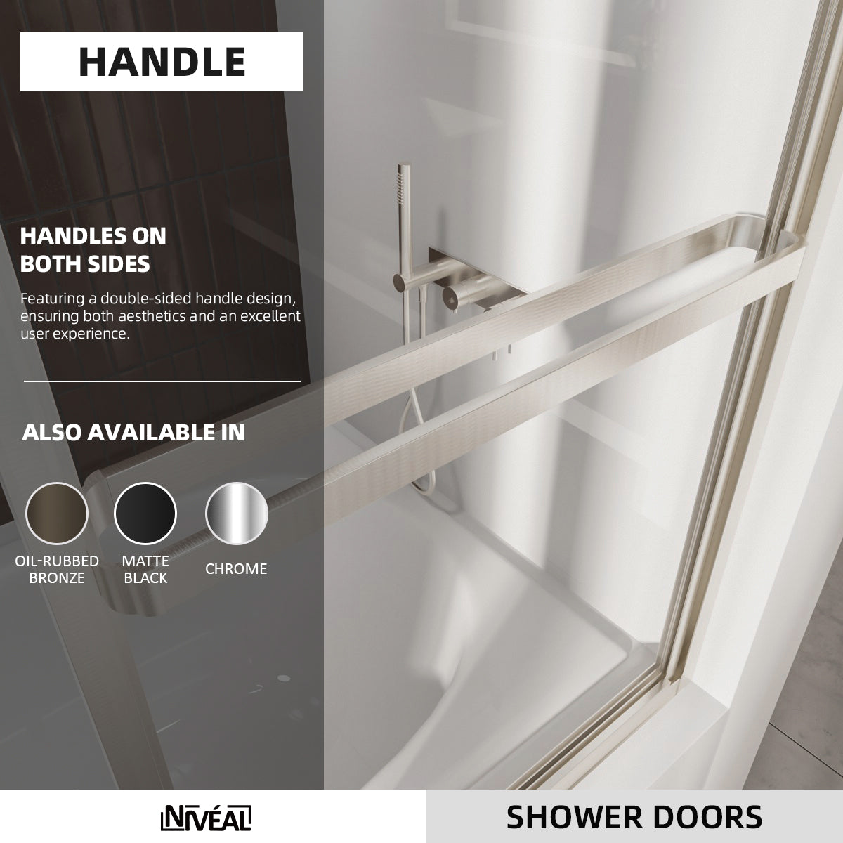 Niveal Luminous 59 in. W x 56 in. H Sliding Framed Tub Door with Clear Tempered Glass 5_913c8f58-cc7d-40a1-9680-11c16a0ca765