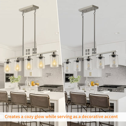 Taimei Aero 37 in. Industrial 5-Light Chandelier with Clear Glass Shades 5_93f4ff60-6b14-4671-9905-386f16975ee2