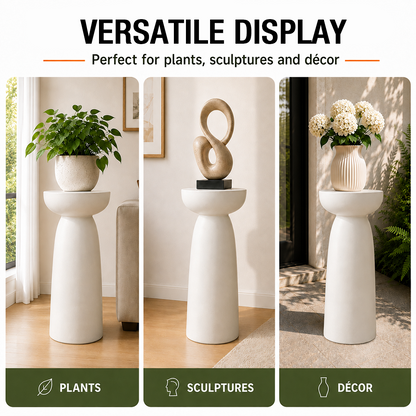 Sylva 28 in. Tall White Magnesium Oxide Pedestal Plant Stand