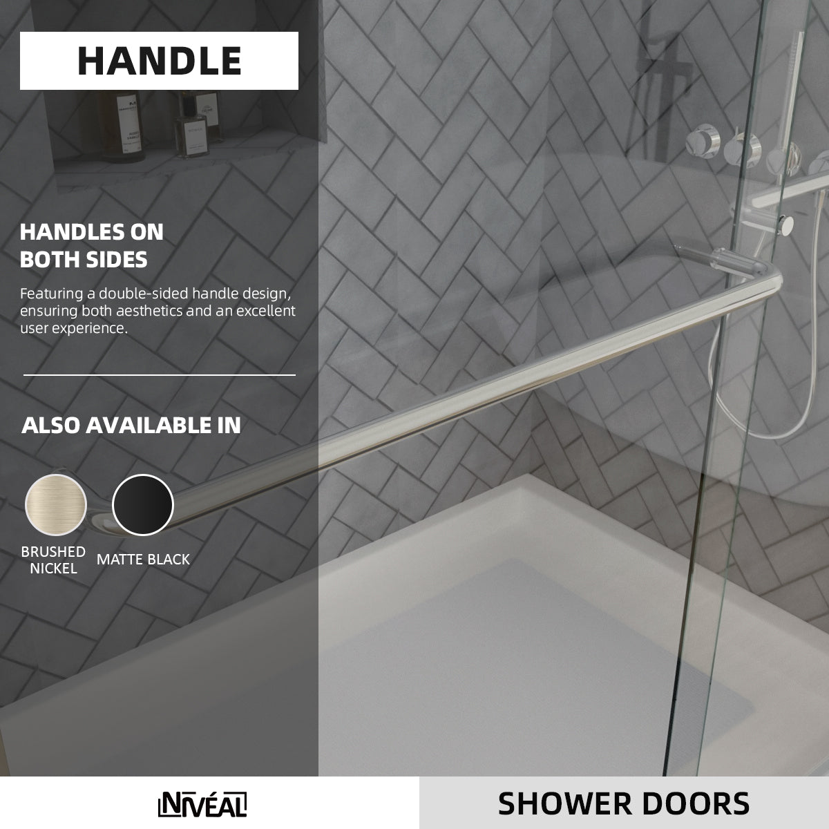 Niveal Bliss 60 in. W x 72 in. H Sliding Semi-Frameless Shower Door with Clear Glass