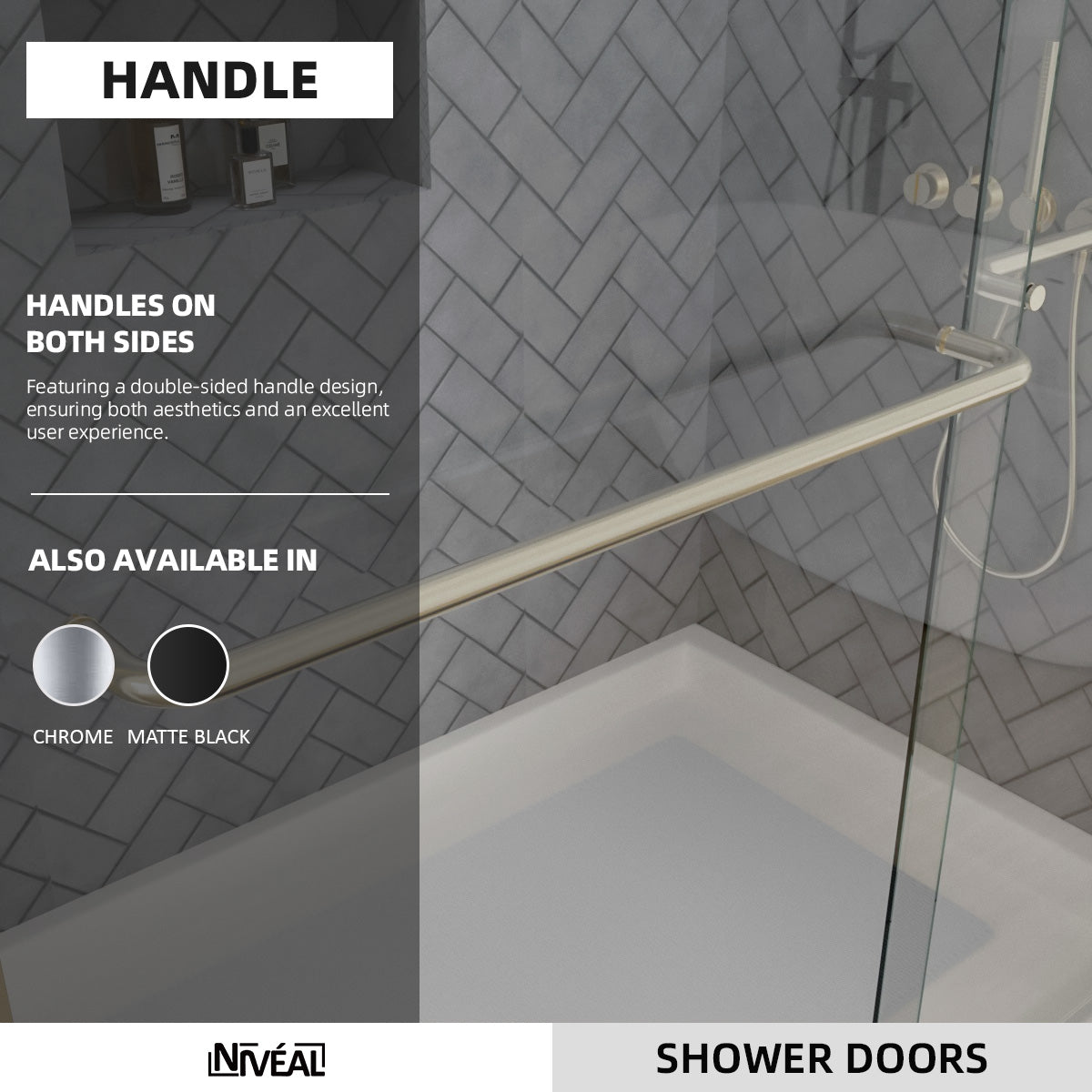 Niveal Bliss 60 in. W x 72 in. H Sliding Semi-Frameless Shower Door with Clear Glass