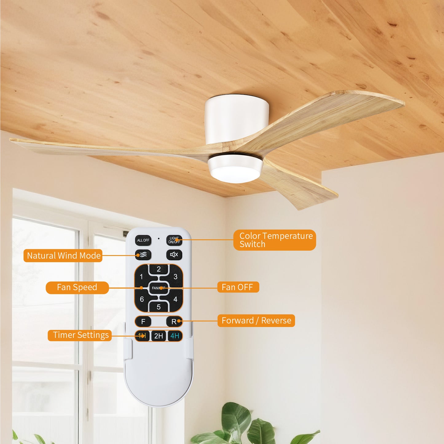 Taimei Stela 52 in. Flush Mount Standard Ceiling Fan with Dimmable LED with Remote Included DC Motor 5_bf4b1696-3c34-4205-82a4-55315eb2d674