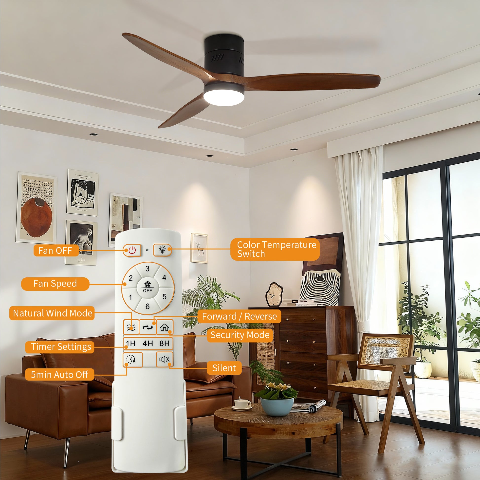 Taimei Ryme 52 in. Flush Mount Ceiling Fan with Light and Remote, DC Motor, Reversible 5_c3b7c702-2b12-4e54-9026-8bf34314d83d