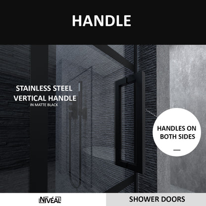 Niveal Ruhr 60 in. W x 76 in. H Sliding Semi-Frameless Shower Door in Matte Black with Patterned Glass 5_c5b64b27-c958-4cee-87e2-5937eb8a60ca