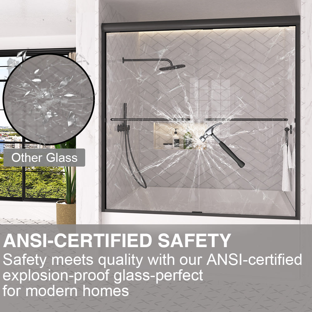 Shine 60 in. W x 56 in. H Semi-Frameless Sliding Tub Door with 1/4 in. Clear Tempered Glass 5_c5c3c6ee-2c88-4e76-9c2e-6d091b20a3a0