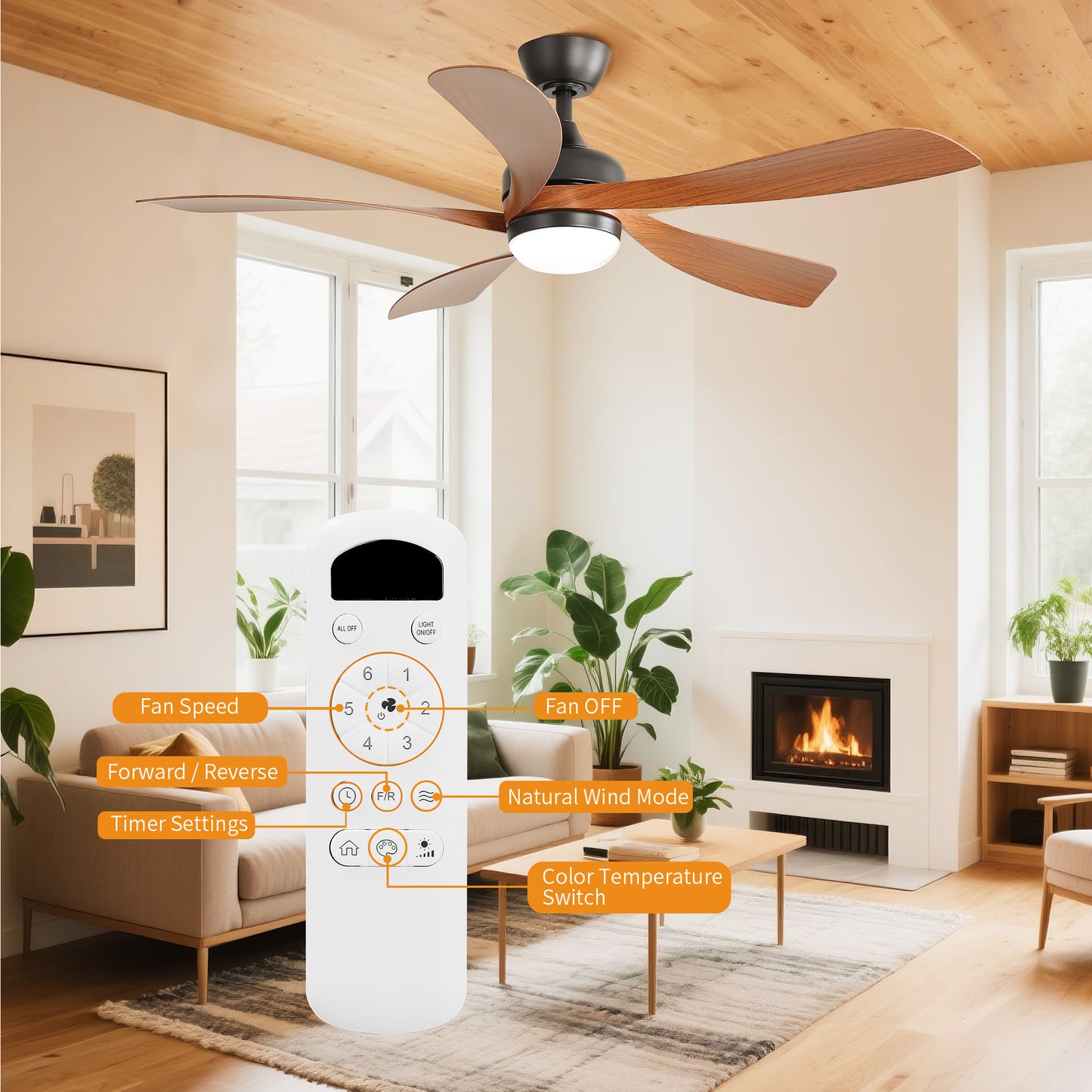 Taimei Sleek 52 in. Ceiling Fan - 5 Precision ABS Blades with Soft LED Light and Whisper-Quiet 6-Speed Remote Control 5_cc6b384f-7e94-4d88-89a9-d82e444ebf90