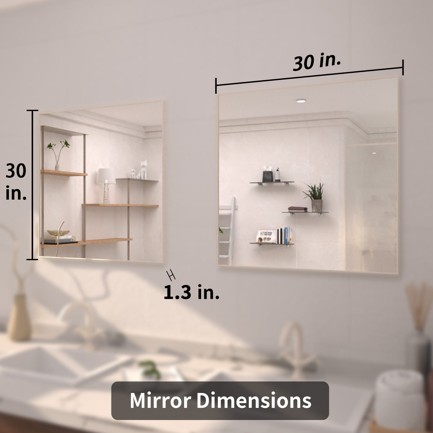TaiMei 30 in. W x 30 in. H  Rectangular Framed Bathroom Vanity Mirror