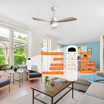 Taimei Auris 48 in. Downrod Standard Ceiling Fan with Integrated LED with Remote Included 3-Reversible Blades