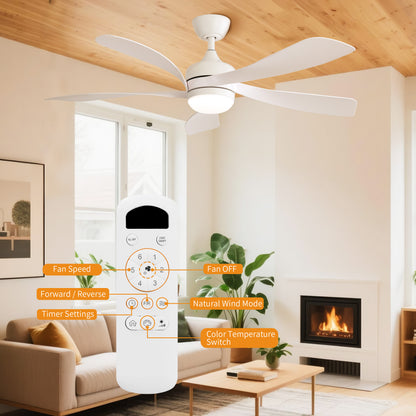Taimei Sleek 52 in. Ceiling Fan - 5 Precision ABS Blades with Soft LED Light and Whisper-Quiet 6-Speed Remote Control 5_d265bd07-9343-4218-864e-7d157d472c29