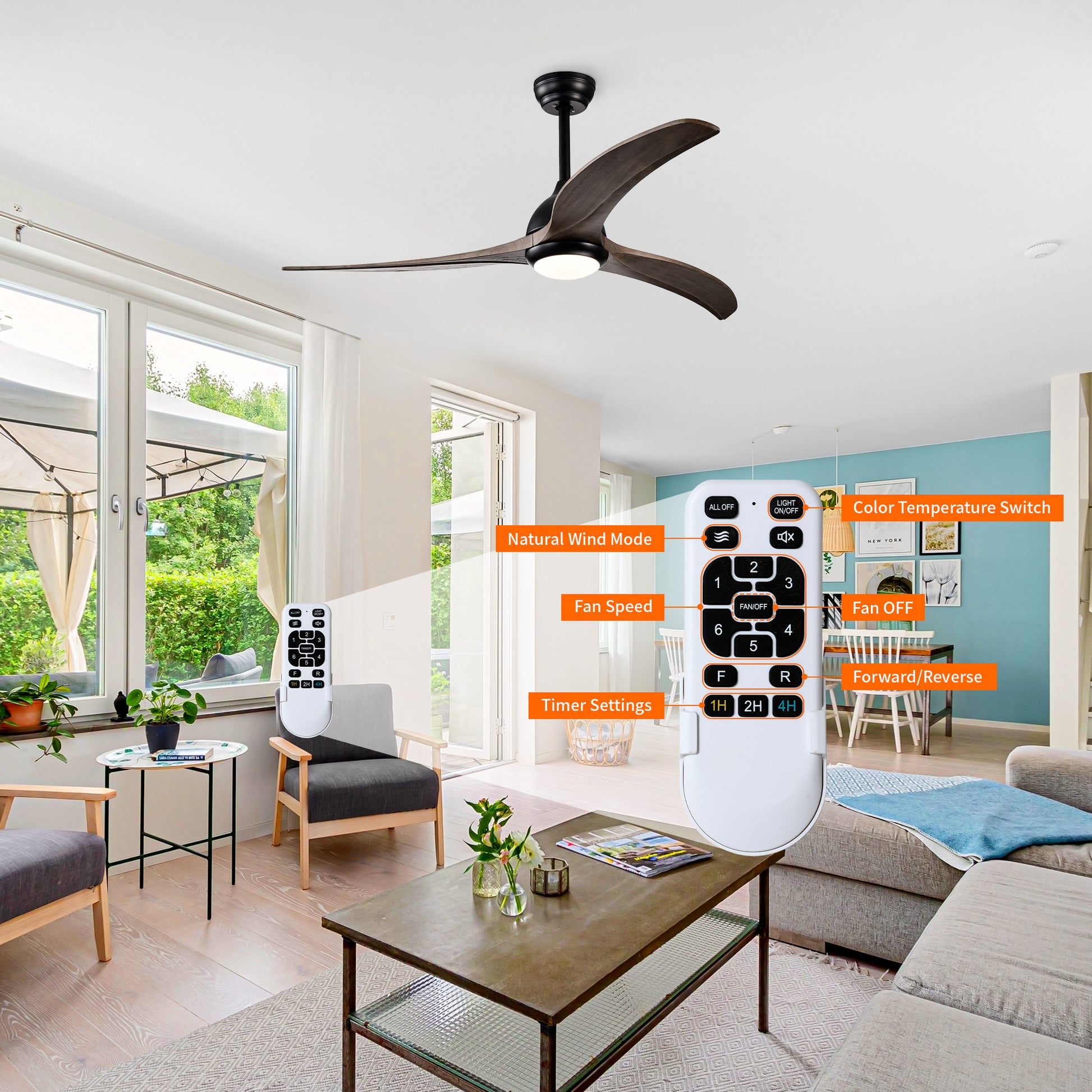 Taimei Cyre 52 in. Downrod Standard Ceiling Fan with Integrated LED with Remote Included DC Motor 5_d592a35a-3a13-4b90-b0c7-3c4d501f2014