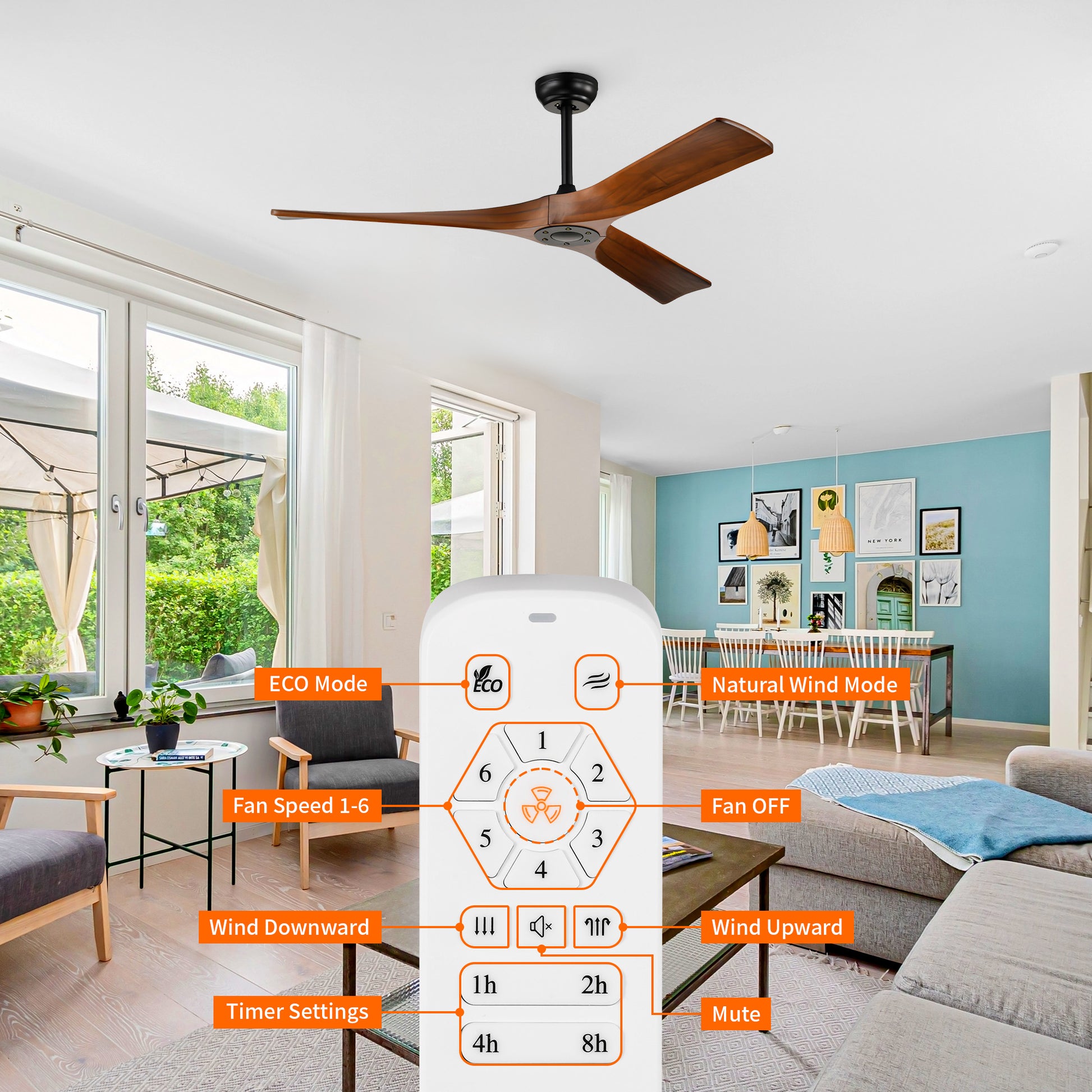 Taimei Orbis 52 in. Downrod Standard Ceiling Fan with Remote Included Reversible Solid Wood Blades 5_e3430fb0-b911-4ef2-91bb-e967dac2b5da