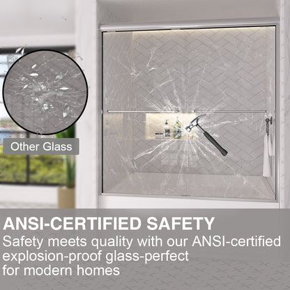 Shine 60 in. W x 56 in. H Semi-Frameless Sliding Tub Door with 1/4 in. Clear Tempered Glass 5_f61f4e4b-955b-4c5e-a038-1d472202fefa