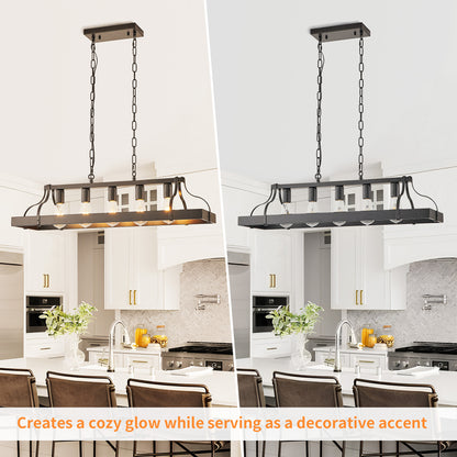 Taimei Xalira 34 in. Industrial Chandelier Light with 5 E26 Bulb Sockets