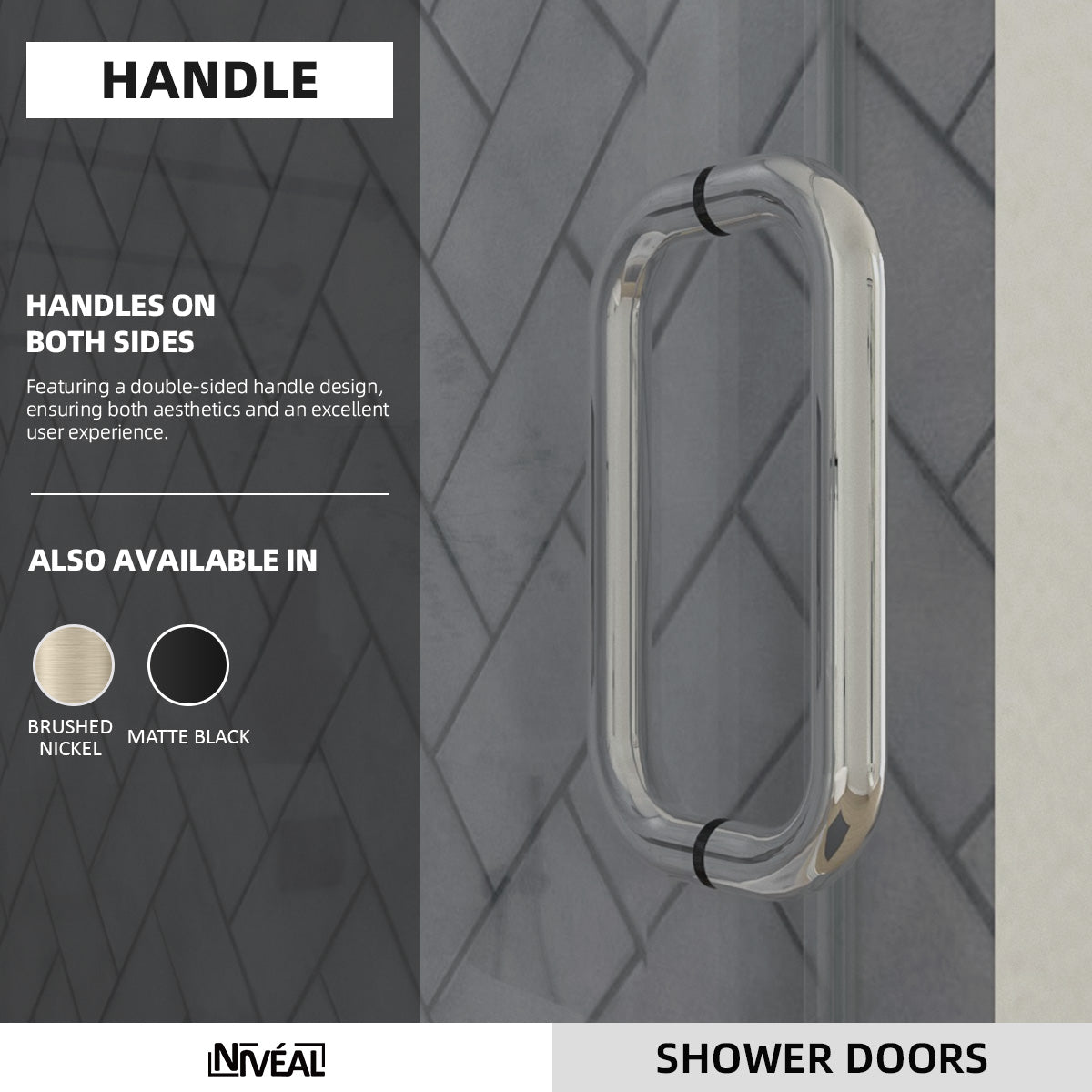 Niveal Luxe 60 in. W x 76 in. H Sliding Semi-Frameless Shower Door with Clear Glass