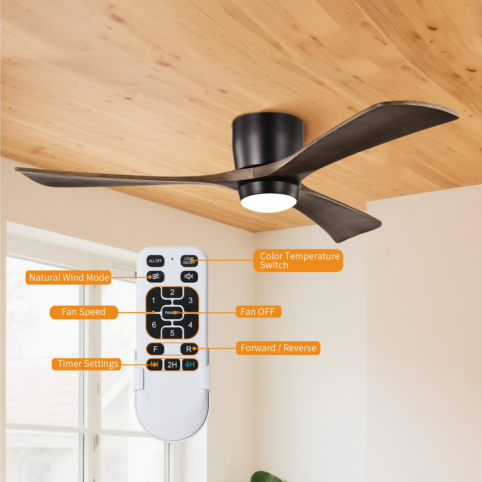 Taimei Stela 52 in. Flush Mount Standard Ceiling Fan with Dimmable LED with Remote Included DC Motor 5_ff80861c-baf7-4fc5-a169-39d6b978e585