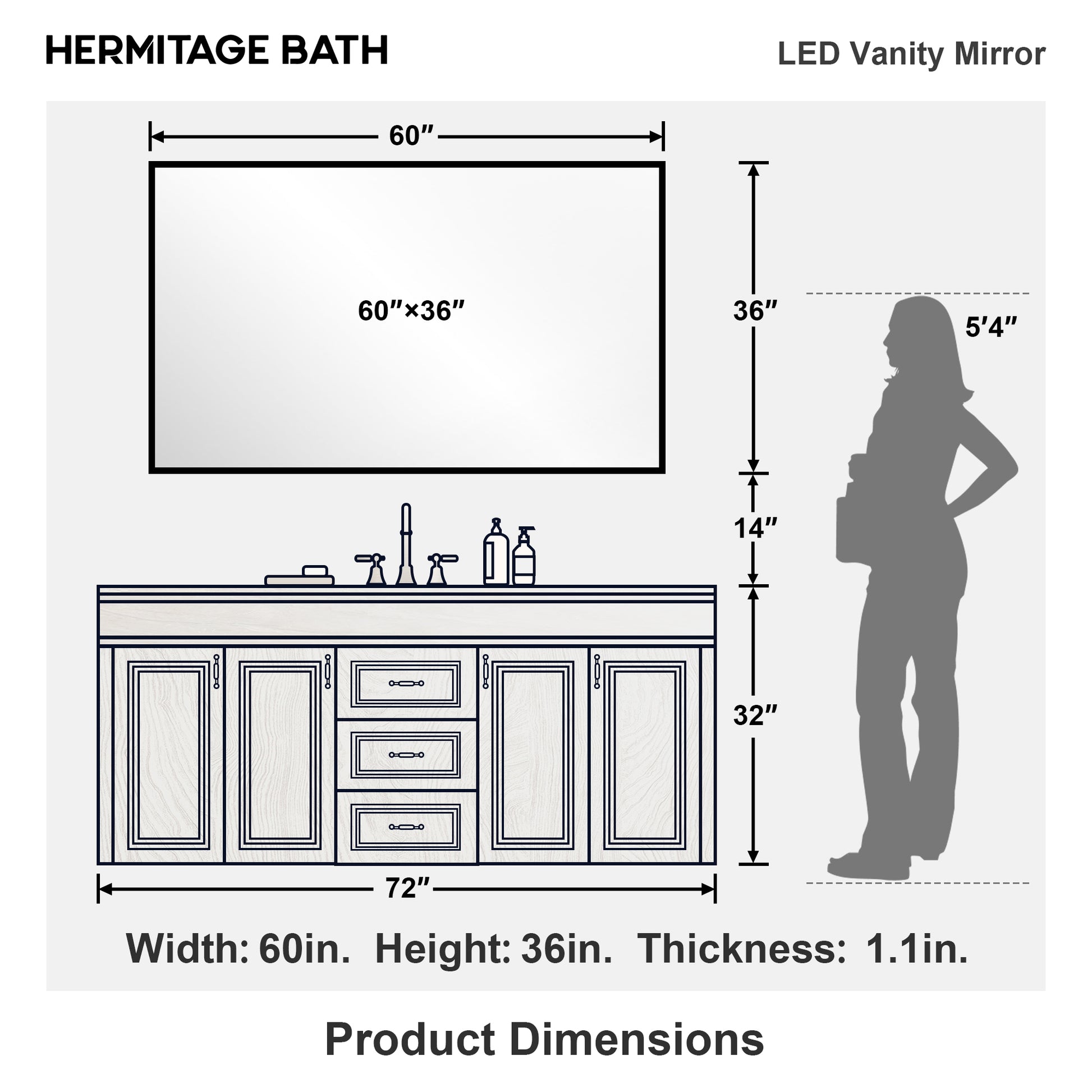 Swarm Rectangular Frameless Radar LED Wall Bathroom Vanity Mirror 6036-14_3fa4b4e5-d2f1-4cf5-ab8c-cd868e1b4e6c