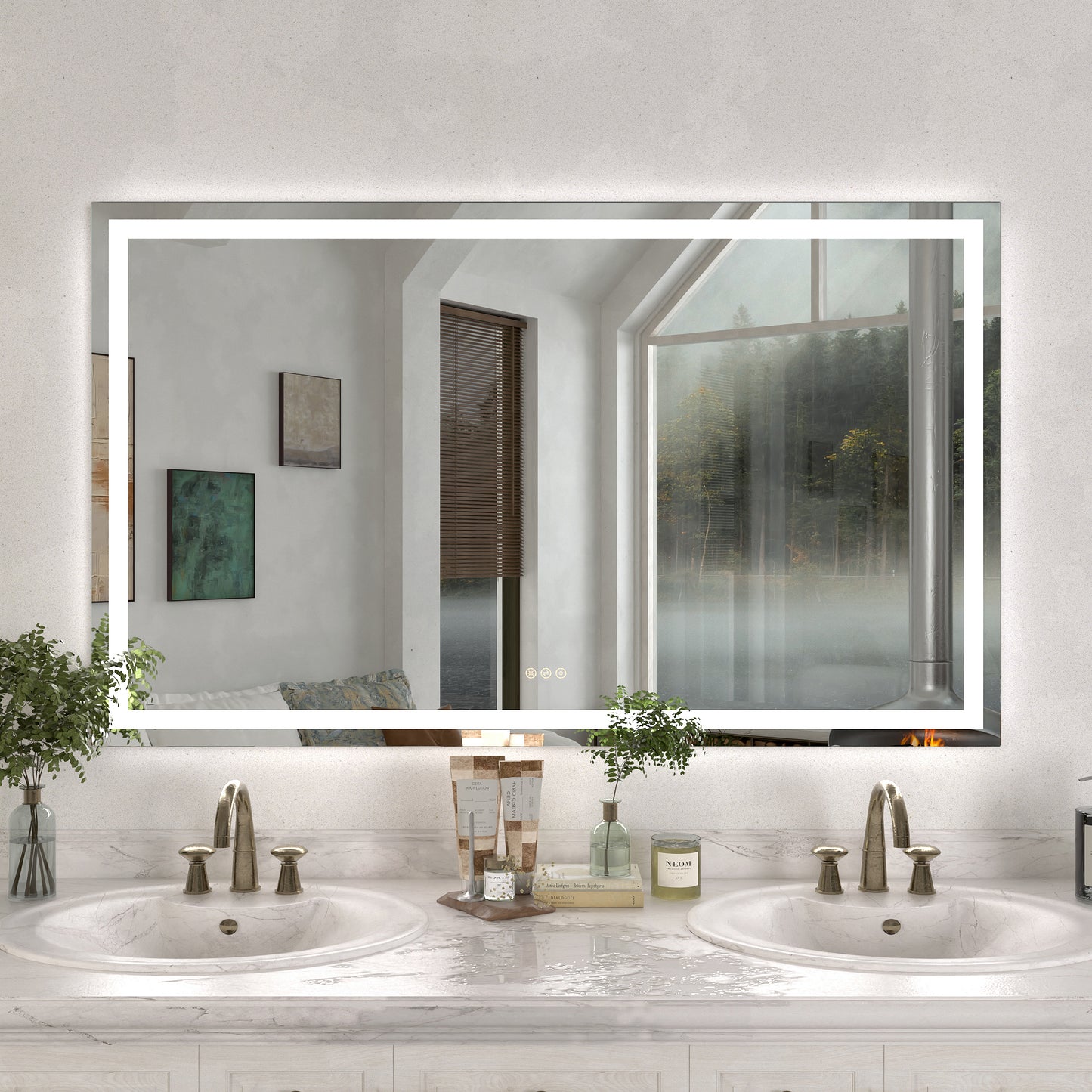 Swarm Rectangular Frameless Radar LED Wall Bathroom Vanity Mirror 60x36 6036-1_064224d8-ede0-4cb6-b9c8-7d97f9d64a52