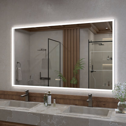 Musci Rectangular Frameless LED Wall Bathroom Vanity Mirror