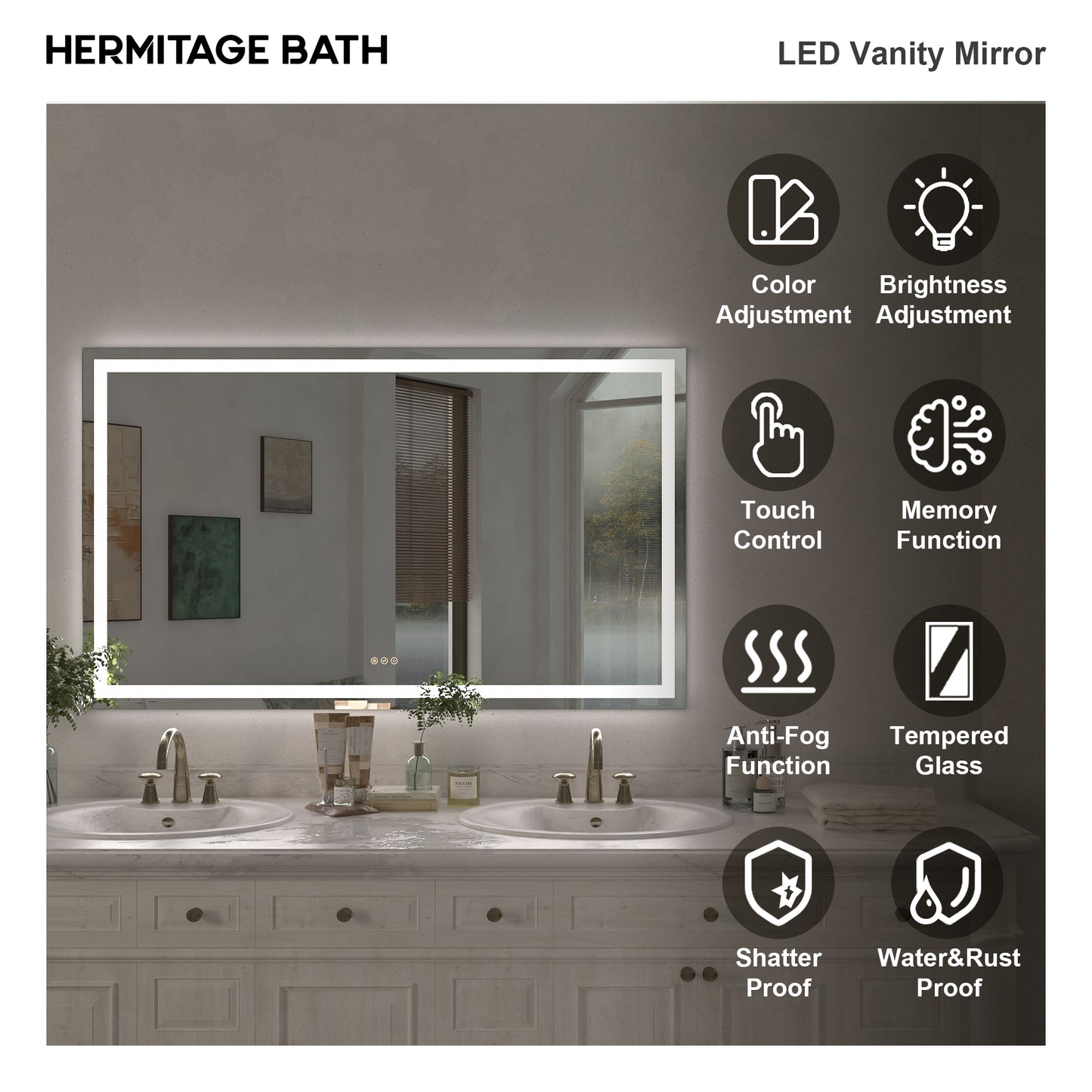 Swarm Rectangular Frameless Radar LED Wall Bathroom Vanity Mirror 6036-3_14ce942a-bc6e-477d-a074-946ee3eef237