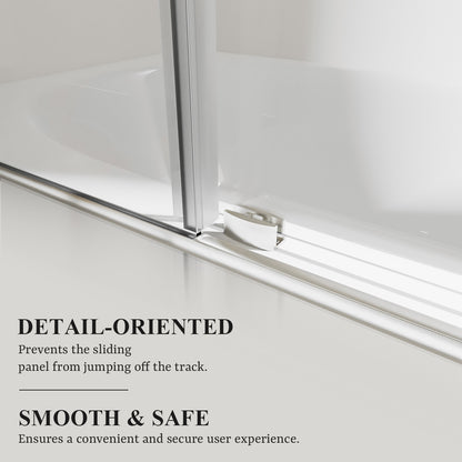Nivorix Nexus 60 in. W x 60 in. H Sliding Semi-Frameless Tub Door with Clear Tempered Glass