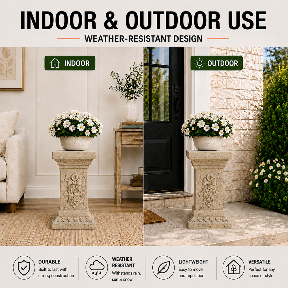 Verda 19 in. Tall Sand Magnesium Oxide Pedestal Plant Stand 6_04858ef8-78bb-4519-9542-4b4ae897a216