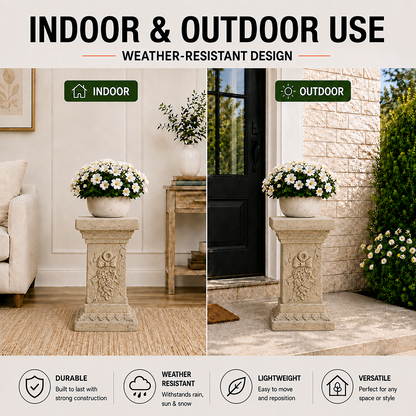 Verda 19 in. Tall Sand Magnesium Oxide Pedestal Plant Stand 6_04858ef8-78bb-4519-9542-4b4ae897a216