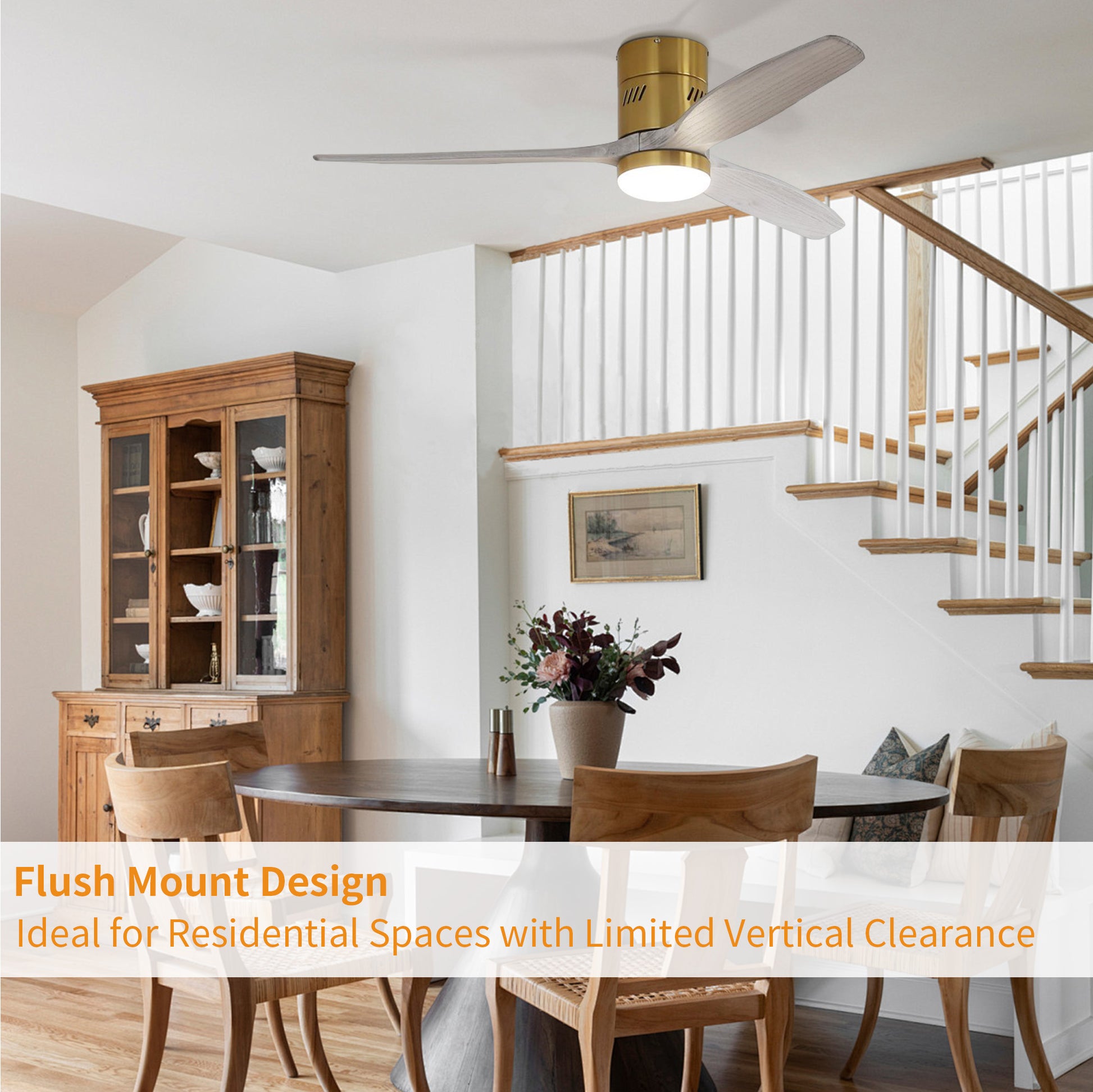 Taimei Ryme 52 in. Flush Mount Ceiling Fan with Light and Remote, DC Motor, Reversible 6_0771bbcf-270e-4044-af54-02d35ccdc11b