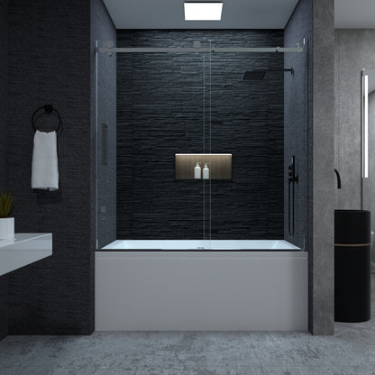 Niveal Essen 60 in. W x 60 in. H Sliding Semi-Frameless Tub Door in Matte Black Finish 6_07acefdc-1a9f-4f4b-8fff-3fea6b6e1c18