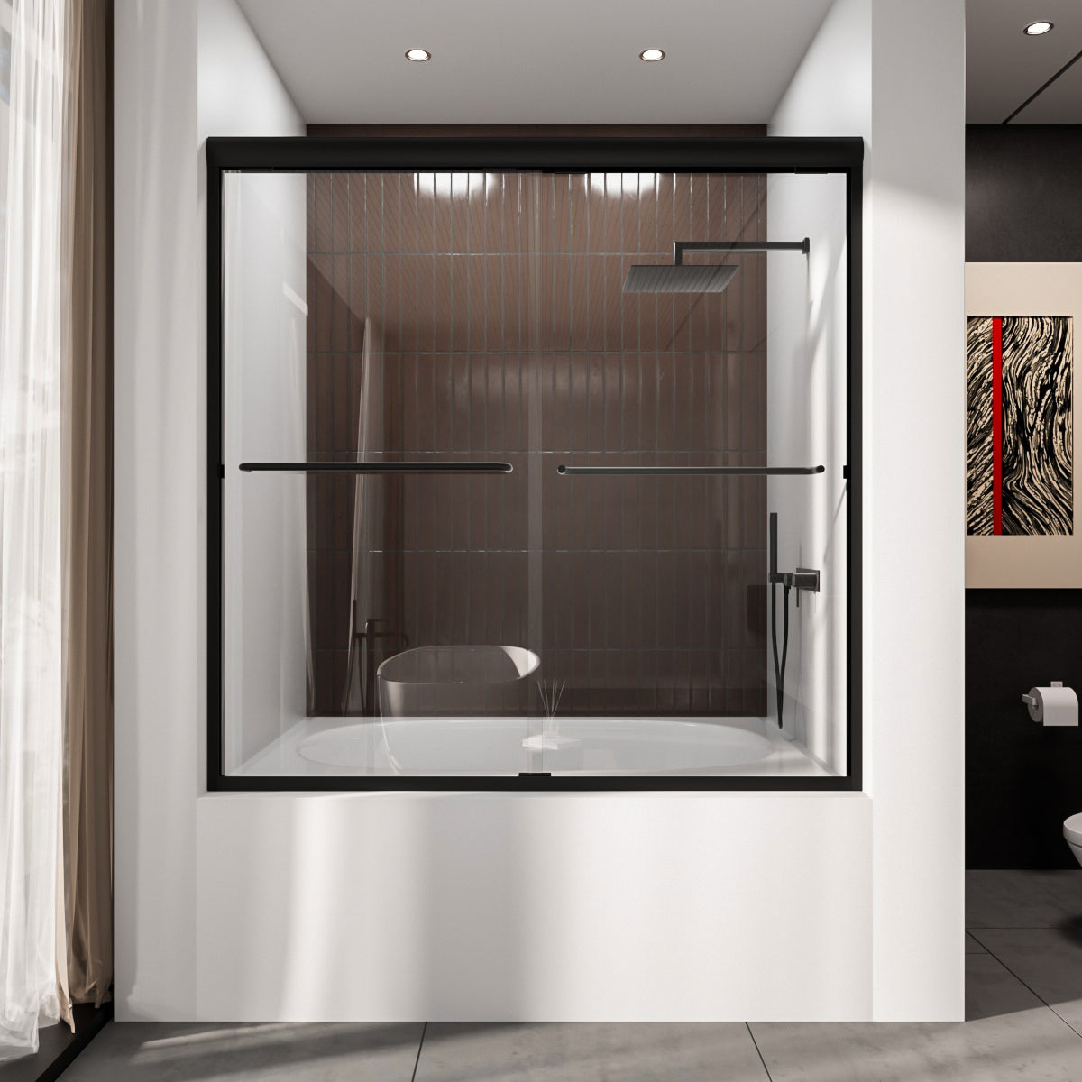 Niveal Victory 56 in. H x 60 in. W Sliding Semi-Frameless Tub Door with Clear Glass 6_0aedae41-5696-4591-92b7-5816ced4f0da