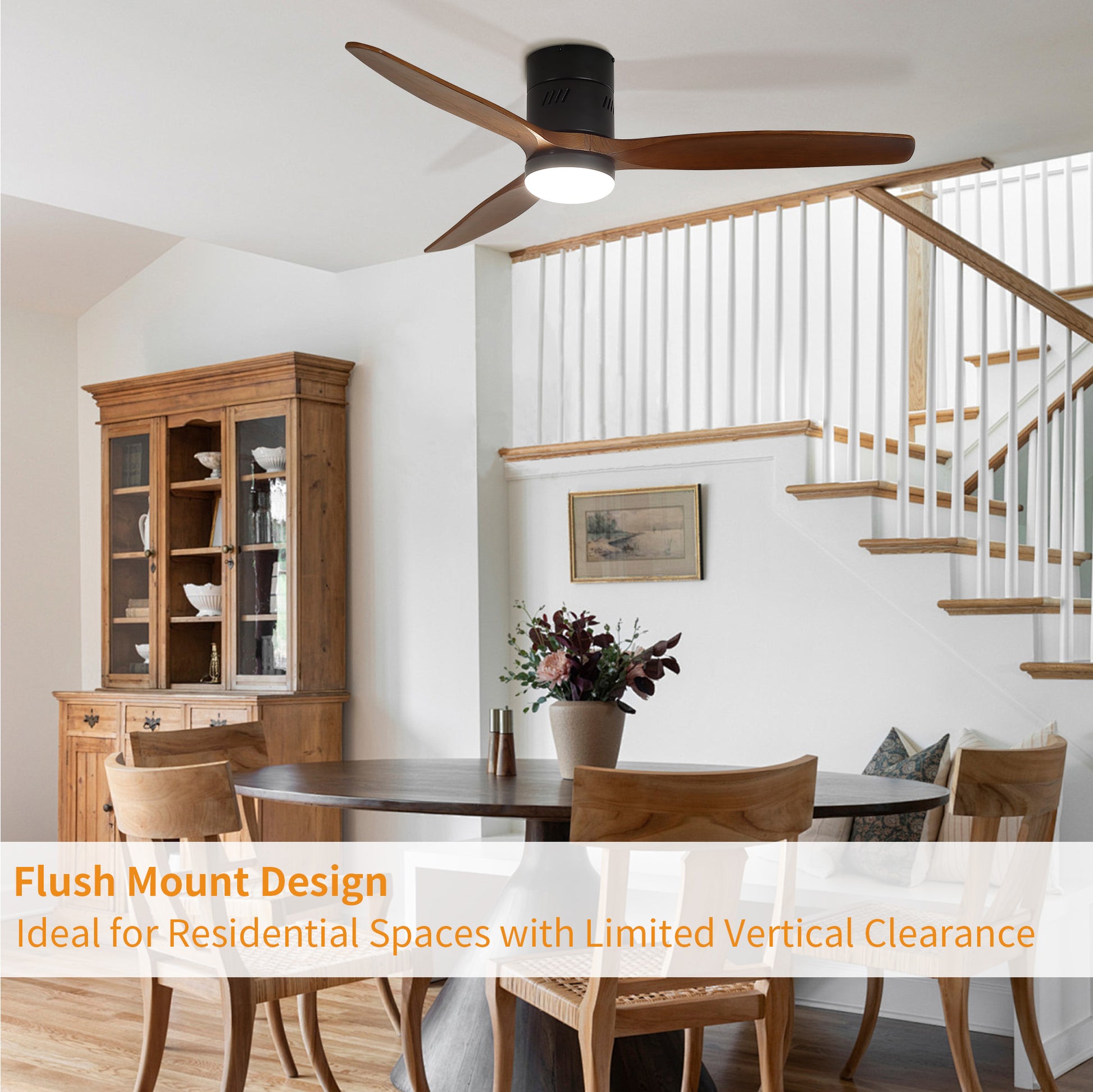 Taimei Ryme 52 in. Flush Mount Ceiling Fan with Light and Remote, DC Motor, Reversible 6_0fac91f0-4fe5-4cef-a5ab-5b2433d0aa5b