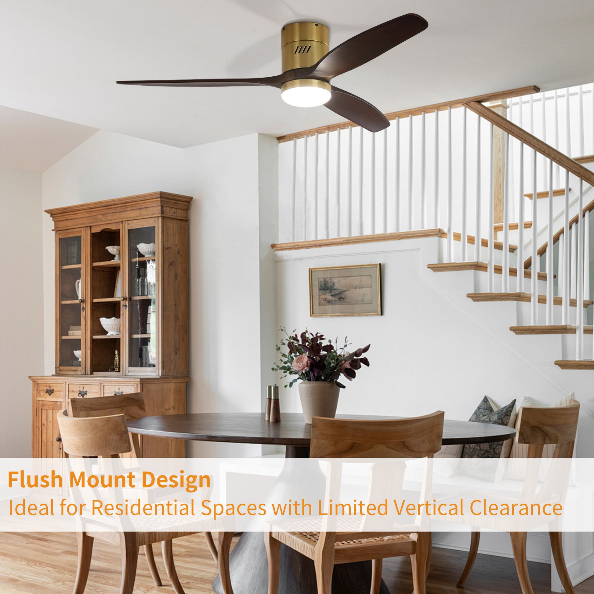 Taimei Ryme 52 in. Flush Mount Ceiling Fan with Light and Remote, DC Motor, Reversible 6_14444a7c-f1fa-487b-b99c-28e026202db5