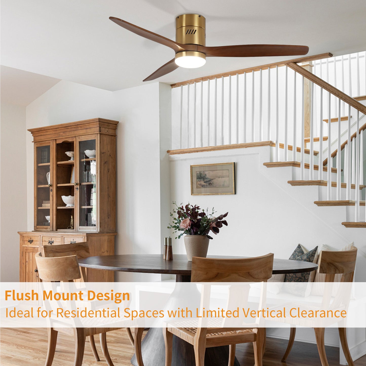 Taimei Ryme 52 in. Flush Mount Ceiling Fan with Light and Remote, DC Motor, Reversible 6_151bca9b-5526-4927-949c-5bde879e715e
