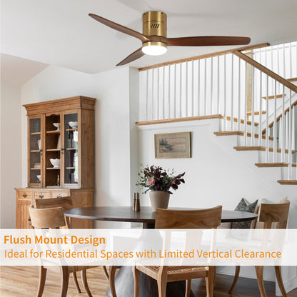 Taimei Ryme 52 in. Flush Mount Ceiling Fan with Light and Remote, DC Motor, Reversible 6_151bca9b-5526-4927-949c-5bde879e715e