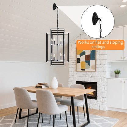 Taimei Astrale 18 in. Modern 8-Light Black Geometric Chandelier