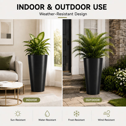 Elvora 21.7 in. Round Tapered Planter (2-Pack) for Indoor/Outdoor Use