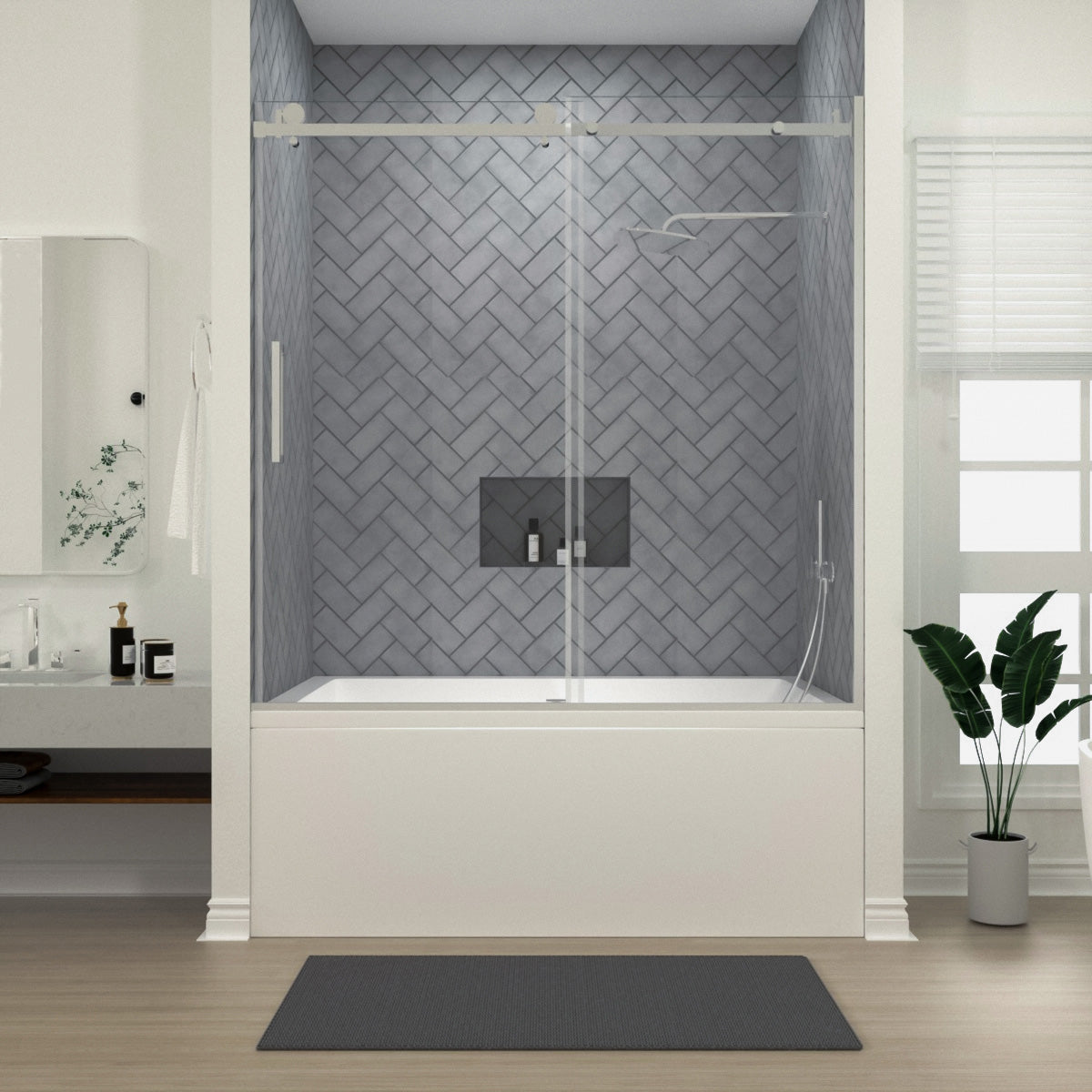 Niveal Vista 60 in. W x 60 in. H Sliding Semi-Frameless Tub Door with Clear Glass 6_2df6d9b9-e122-4d4b-813f-f9fa6fa605fd
