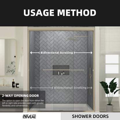Niveal Bliss 60 in. W x 72 in. H Sliding Semi-Frameless Shower Door with Clear Glass