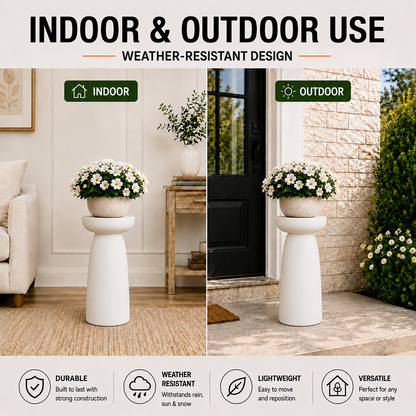 Sylva 28 in. Tall White Magnesium Oxide Pedestal Plant Stand