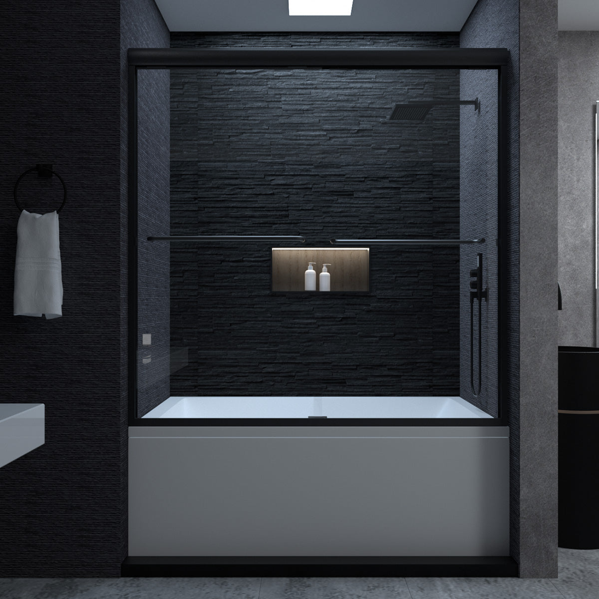 Niveal Ruhr 60 in. W x 56 in. H Sliding Semi Frameless Tub Door with Clear Glass 6_3c931b79-0e8d-4946-b053-9ef55558a963